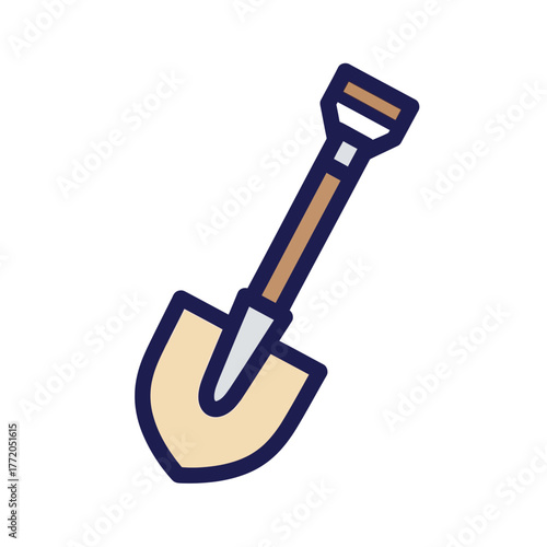 Garden Vector Illustration featuring Spade Tool in Modern Simple Style with Brown and Tan Tones
