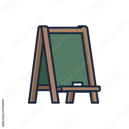 Chalkboard Vector Illustration with Easel in Modern Cartoon Style