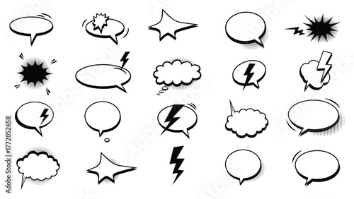 Comic Speech Bubbles Pop Art Halftone Effect Collection