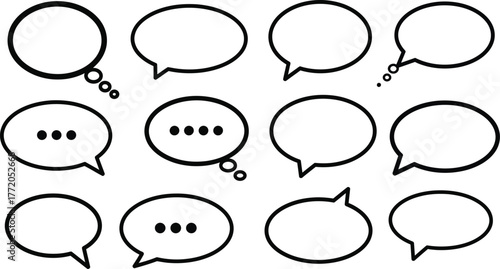 Communication Speech Thought Bubbles Chat Box Set Vector