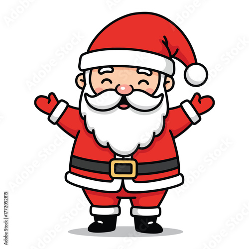 Cute cartoon Santa Claus welcoming with open arms