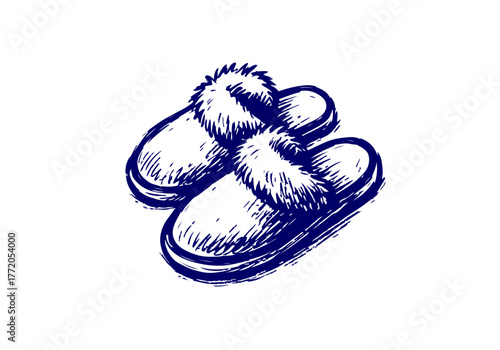 Slippers hand drawn simple sketch vector illustration
