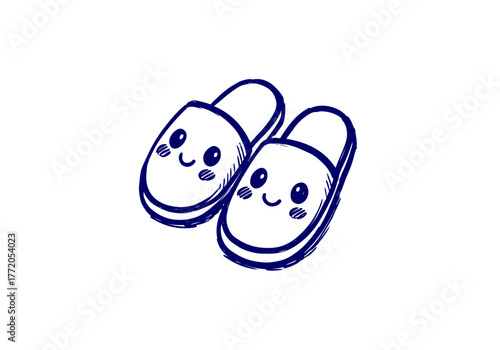 Slippers hand drawn simple sketch vector illustration