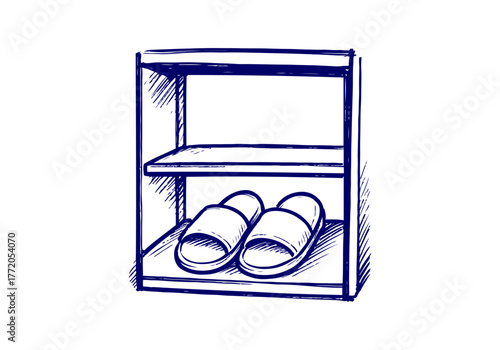 Slippers hand drawn simple sketch vector illustration