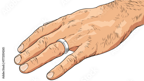 Elegant Hand with Ring Vector Illustration Isolated on White Background