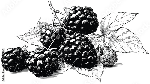Vibrant Blackberries and Leaves Vector Illustration for Design Projects