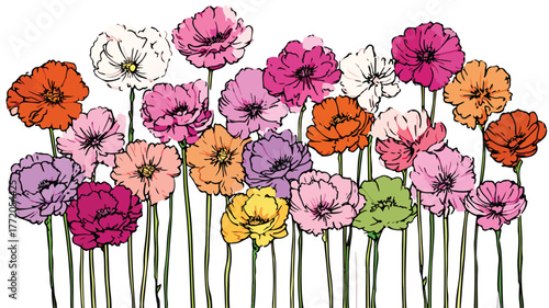 Professional Vector Flower Illustration for Sale with Outline Style