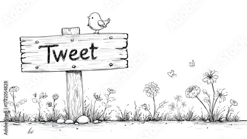 Diverse Signage Collection with 'Tweet' Sign - Modern Marketing Concepts