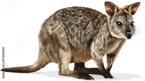 Playful Quokka and Scrub Wallaby Cartoon Vector Illustration with Outline for Designs