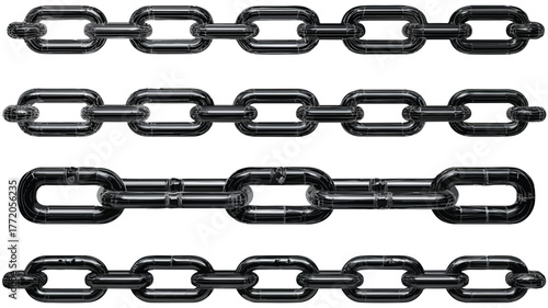Sleek and Stylish Isolated Black Chain Links for Creative Designs