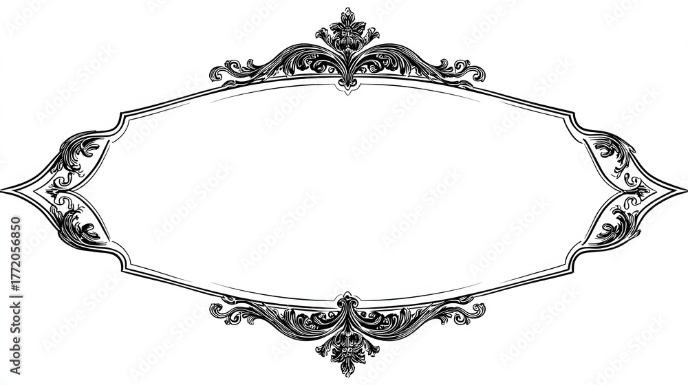 Obraz premium Ornate baroque style frame design featuring elaborate scrollwork and engraving elements