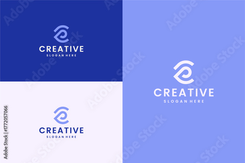 Set of abstract letter C logo design template. icon for technology, internet, digital.