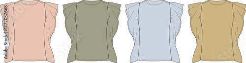 A collection of four sleeveless tops in various pastel shades, showcasing different colors for diverse fashion choices