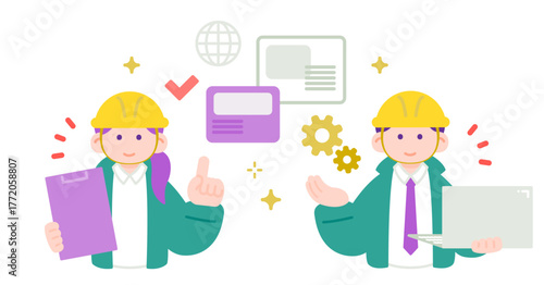 現場発信のDX・デジタル提案を行うビジネスパーソンのイラスト