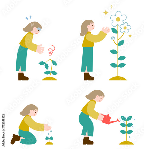 興味の芽を大切に育てる女の子（学びと成長のイメージ）