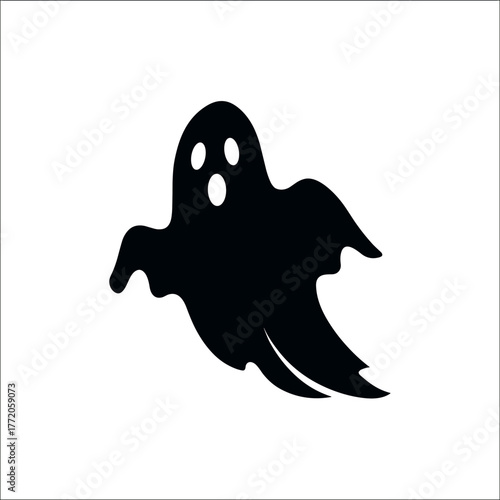 Scary Halloween Ghost Vector Clipart, Logo, Icon