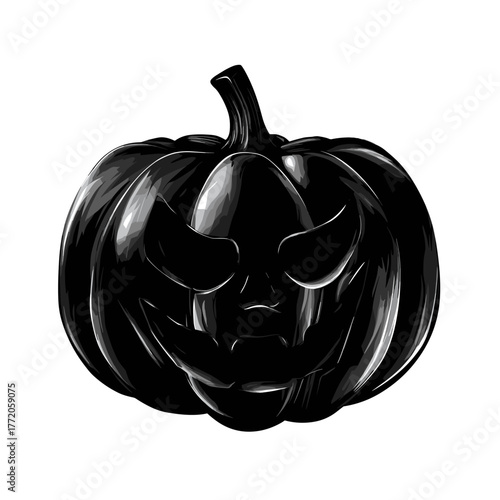 Scary Halloween Pumpkin Ghost Vector Clipart, Logo, Icon