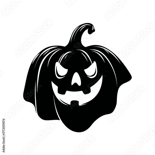 Scary Halloween Pumpkin Ghost Vector Clipart, Logo, Icon