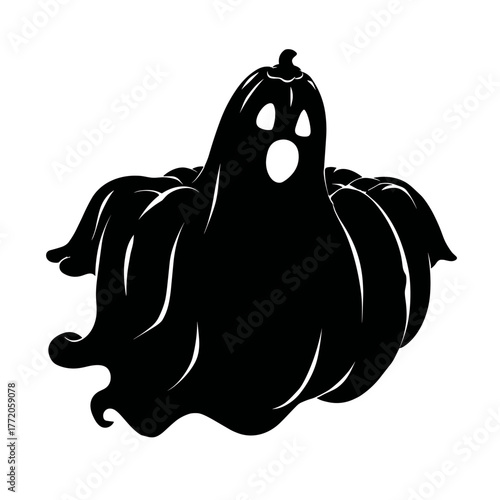 Scary Halloween Pumpkin Ghost Vector Clipart, Logo, Icon