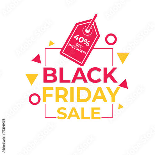 Black friday sale with 40 off discounts and geometric shapes