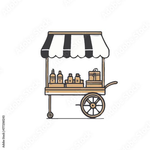 vector illustration of stall cart 