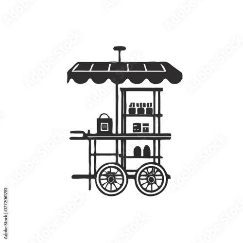 vector illustration stall cart