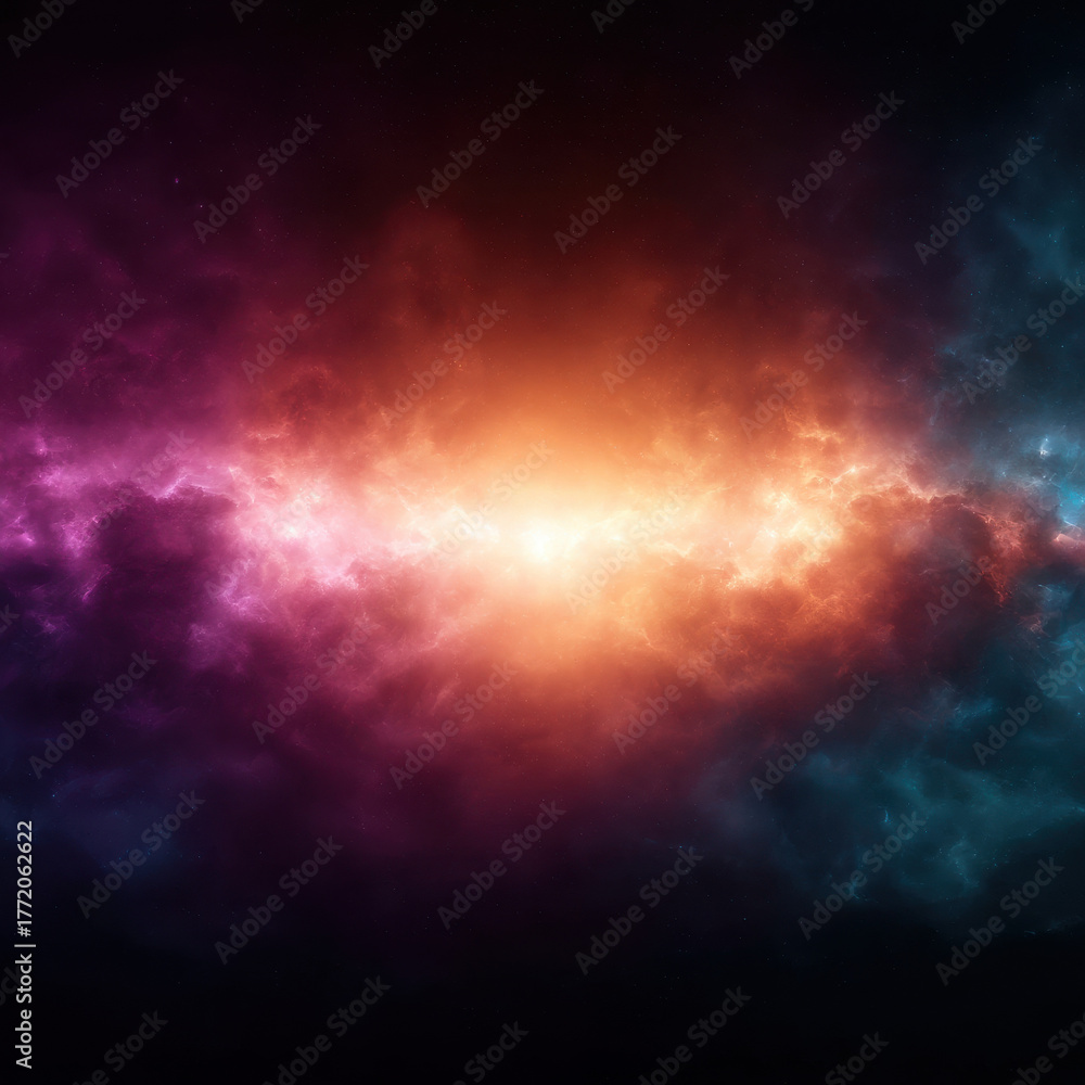 Obraz premium Cosmic collision event outer space digital art environment wide angle view stellar exploration