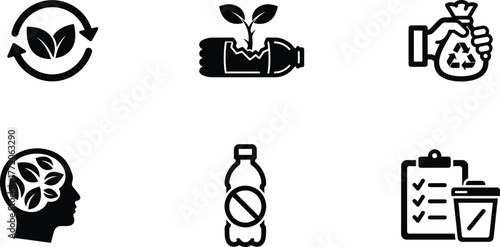 Recycling and environmental awareness concept with ecological and waste management icons