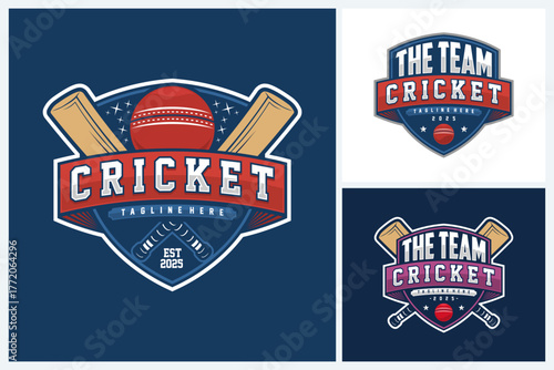 Cricket logo sport design template, cricket team emblem collection, cricket tournament badge logo design vector illustration