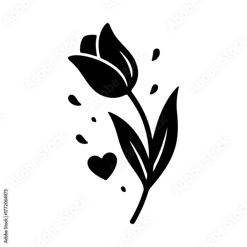 Vector art of elegant tulip flower silhouette for decoration art