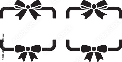 Elegant frame border element with ribbons on all four corners