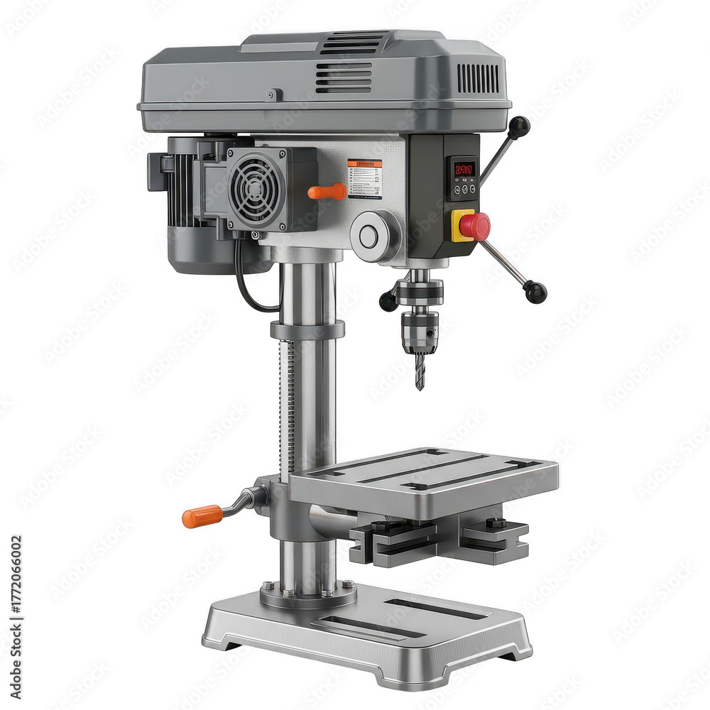 Fototapeta premium Isolated vertical drill press on black background isolated illustration on transparent background
