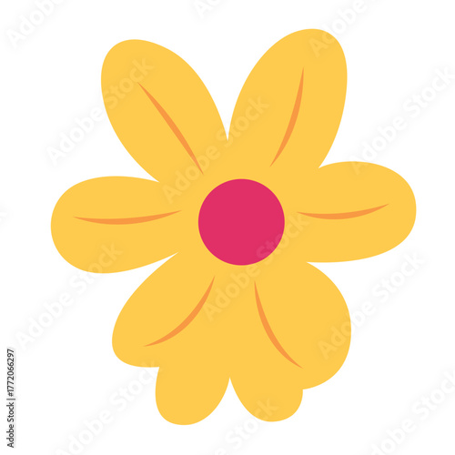 Bright yellow flower with bold red center, adding vibrant energy to cheerful or summer designs.

