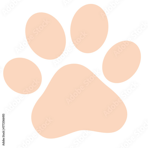 Paw print in soft peach tone, cute design ideal for pet shops, animal rescue, and children’s educational materials.
