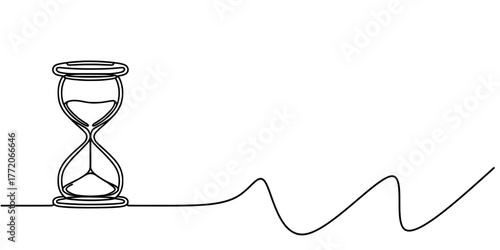 Waves of Time: A Symbolic Sketch, A stylized hourglass with a trailing path, perfect for themes of timing and transition