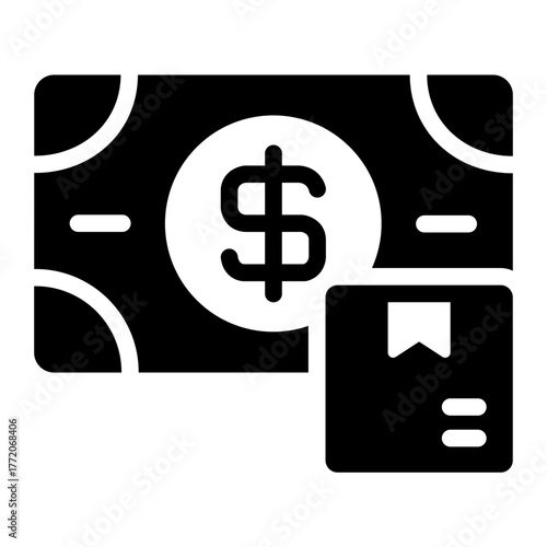 logistics payment glyph icon for product cost process