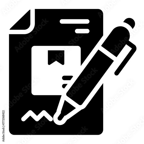 supply contract glyph icon for official procurement deal