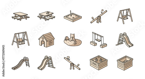 playground equipment set picnic table swings slide and sandbox for creating fun backyard playgrounds and inviting outdoor play areas.