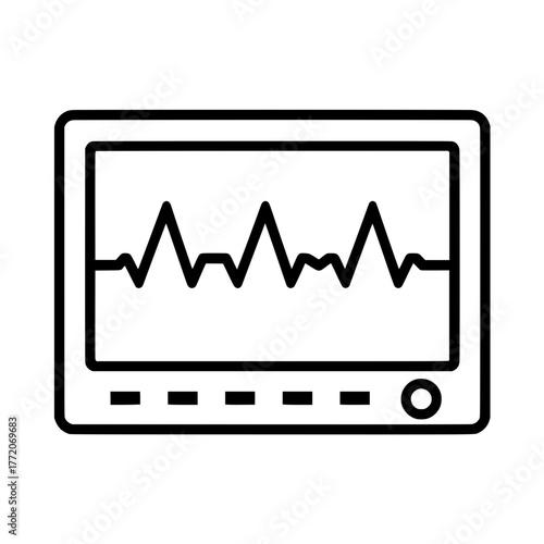 Electrocardiogram Monitor Displaying Heartbeat Waveform, Medical Equipment for Cardiac Monitoring and Healthcare Concepts.