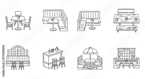 restaurant interior designs showcasing various seating arrangements offering diverse layout options perfect for restaurant planning cafe concept and space optimization.