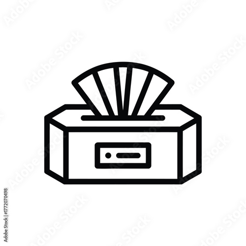 Wet wipes dispenser box icon tissue container hygiene and sanitation supplies line art vector illustration
