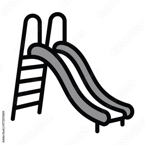 Playground slide equipment icon children recreation play area park object activity illustration