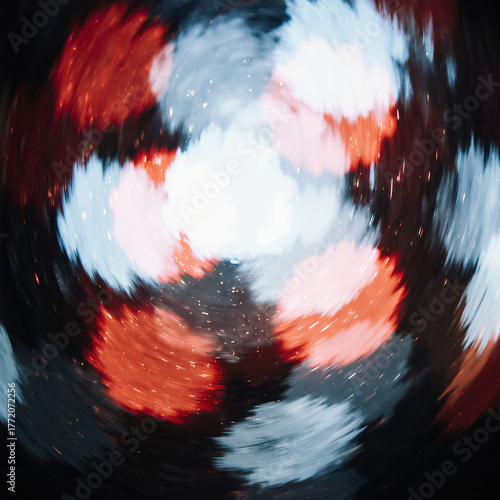 Abstract cinematic background with colorful bokeh effect.