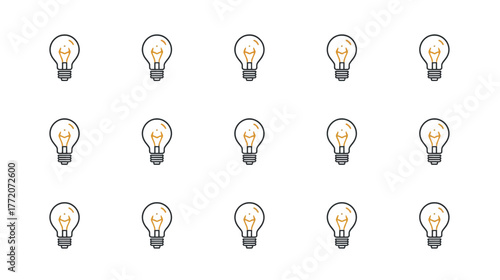Fifteen light bulb icons arranged in a grid pattern.