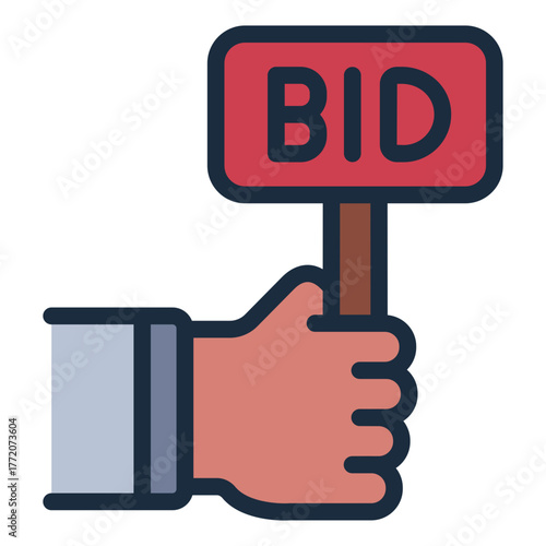 bidding filled line icon for supplier offer and auction process