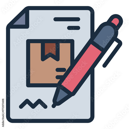 supply contract filled line icon for official procurement deal