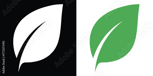 Simple leaf graphic evokes nature's purity and growth on contrasting backgrounds