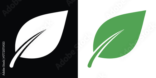 Fresh green leaf icons for sustainable business and eco friendly initiatives