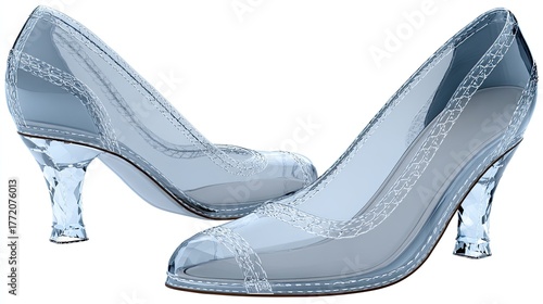 Pair Of  Crystal Glass High Heels