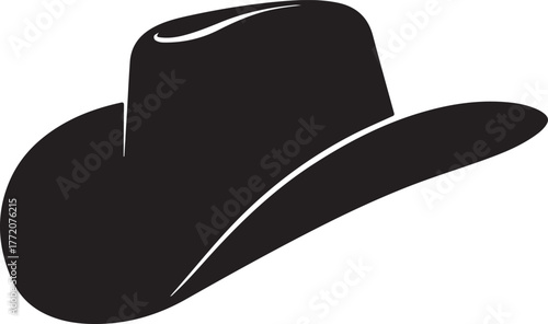 Black cowboy hat silhouette with curved brim western wear headwear